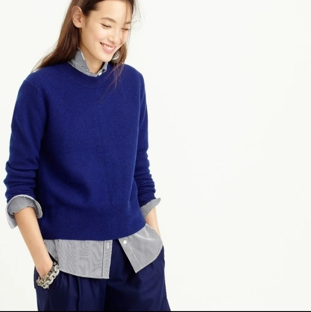 J.Crew Wool Back-Zip Dark Blue Sweater